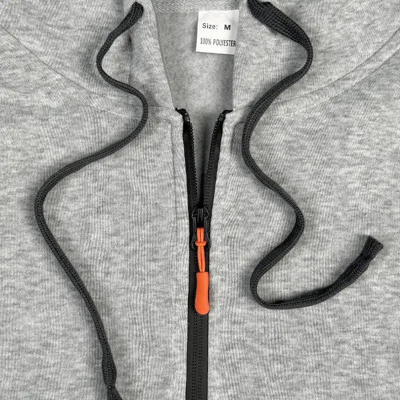 Moletom com capuz masculino - moda primavera e outono. Com zíper multi-bolso é perfeito para o dia a dia.