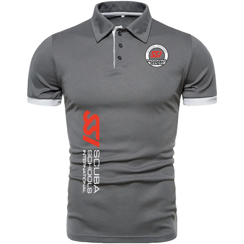 Camiseta de mergulho, masculino, camisa polo de manga curta, algodão SSI, camisa confortável de negócios, moda oficial, cor sólida