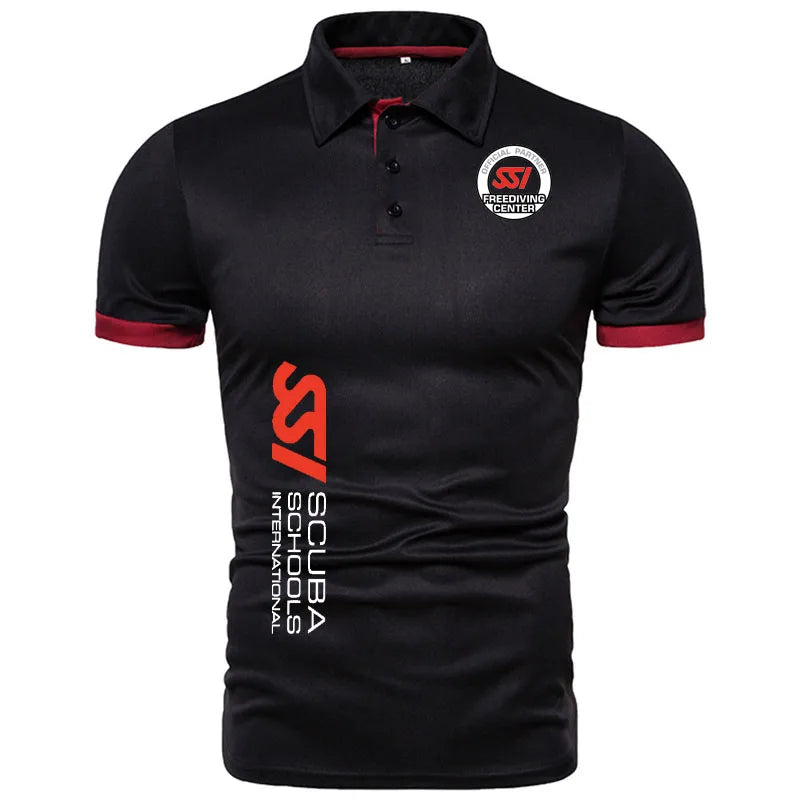 Camiseta de mergulho, masculino, camisa polo de manga curta, algodão SSI, camisa confortável de negócios, moda oficial, cor sólida