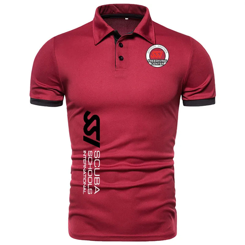 Camiseta de mergulho, masculino, camisa polo de manga curta, algodão SSI, camisa confortável de negócios, moda oficial, cor sólida