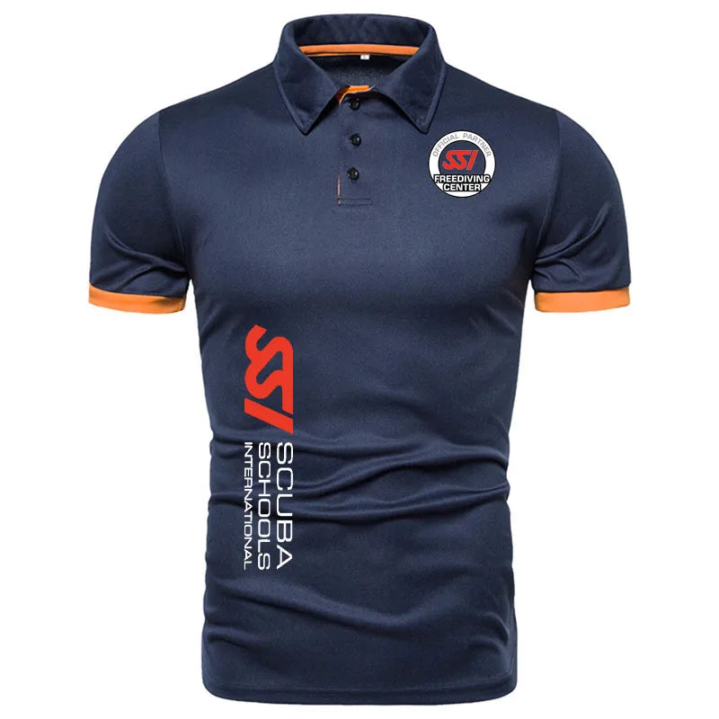 Camiseta de mergulho, masculino, camisa polo de manga curta, algodão SSI, camisa confortável de negócios, moda oficial, cor sólida